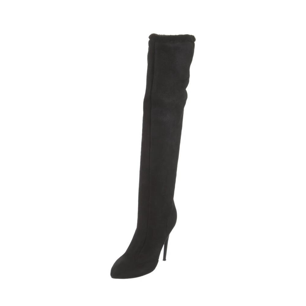 Preloved- Nina Ricci Suede Faux Fur Trim Boots-Sz 9